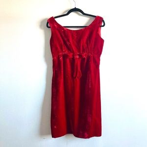 Vintage 1960s Red Velvet Mini Dress